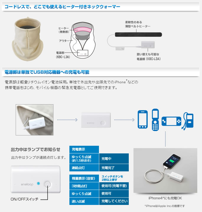 三洋eneloop电热围巾ENW-NW2S-DL