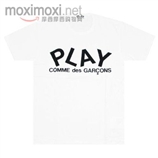 川久保玲CDG PLAY白底黑字T恤